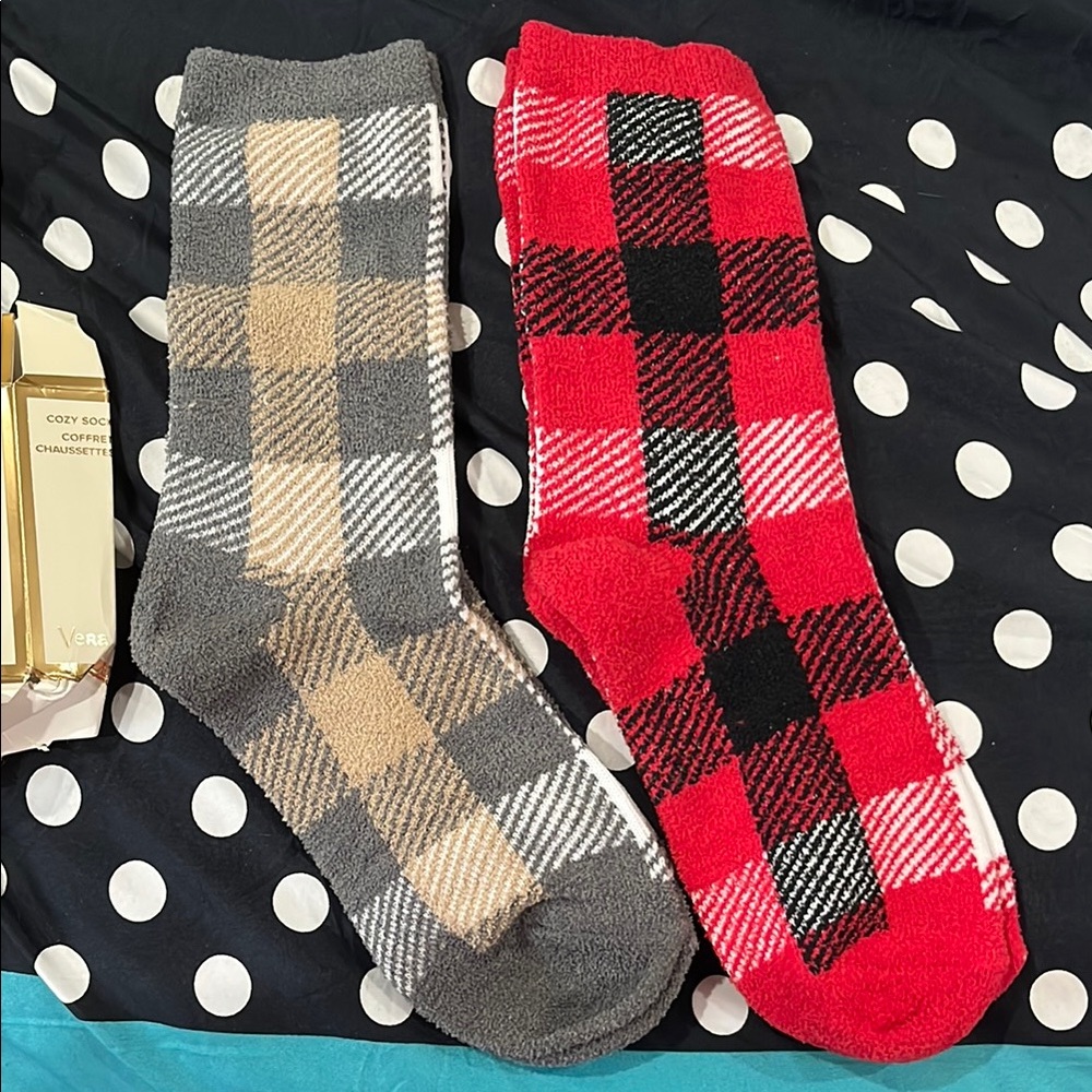 Vera Bradley two Plaid Patterned cozy socks